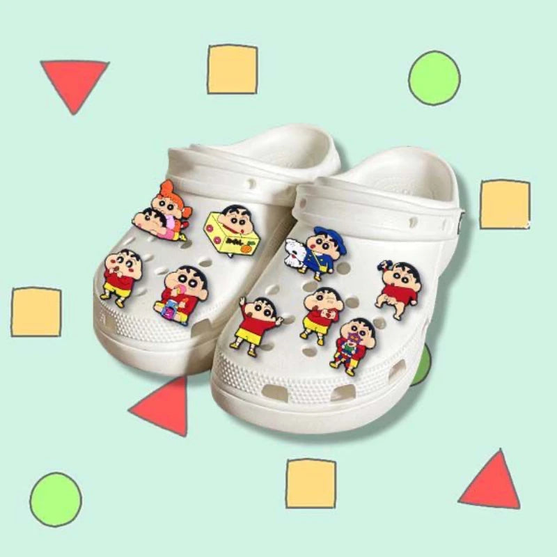 10/21Pcs Miniso Kawaii Anime Crayon Shin-Chan Shoes Buckle Accessories For Clogs Cartoon Shoes Charms For Party Xmas Gifts