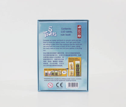5 Towers Board Game 2-6 Players Fast paced card game, Funny Strategy Game
