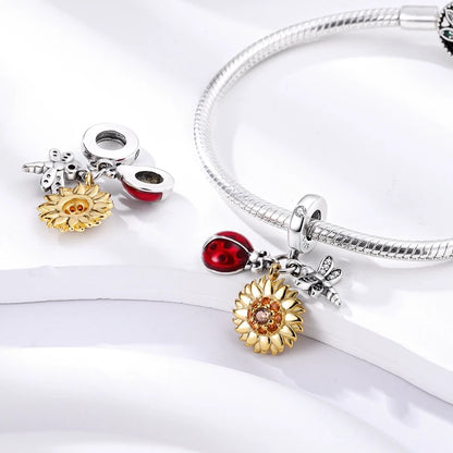 Charms Silver 925 Ladybugs and Cherry Strawberries Pendant Bead Fit 3mm Bracelet Bangle Necklace For Women Luxury Jewelry Making