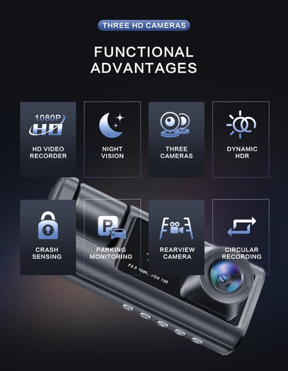 1080P Dual camera Dash Cam for cars,Front And Inside,car camera with IR Night Vision,Loop Recording,wide angle Car DVR Came