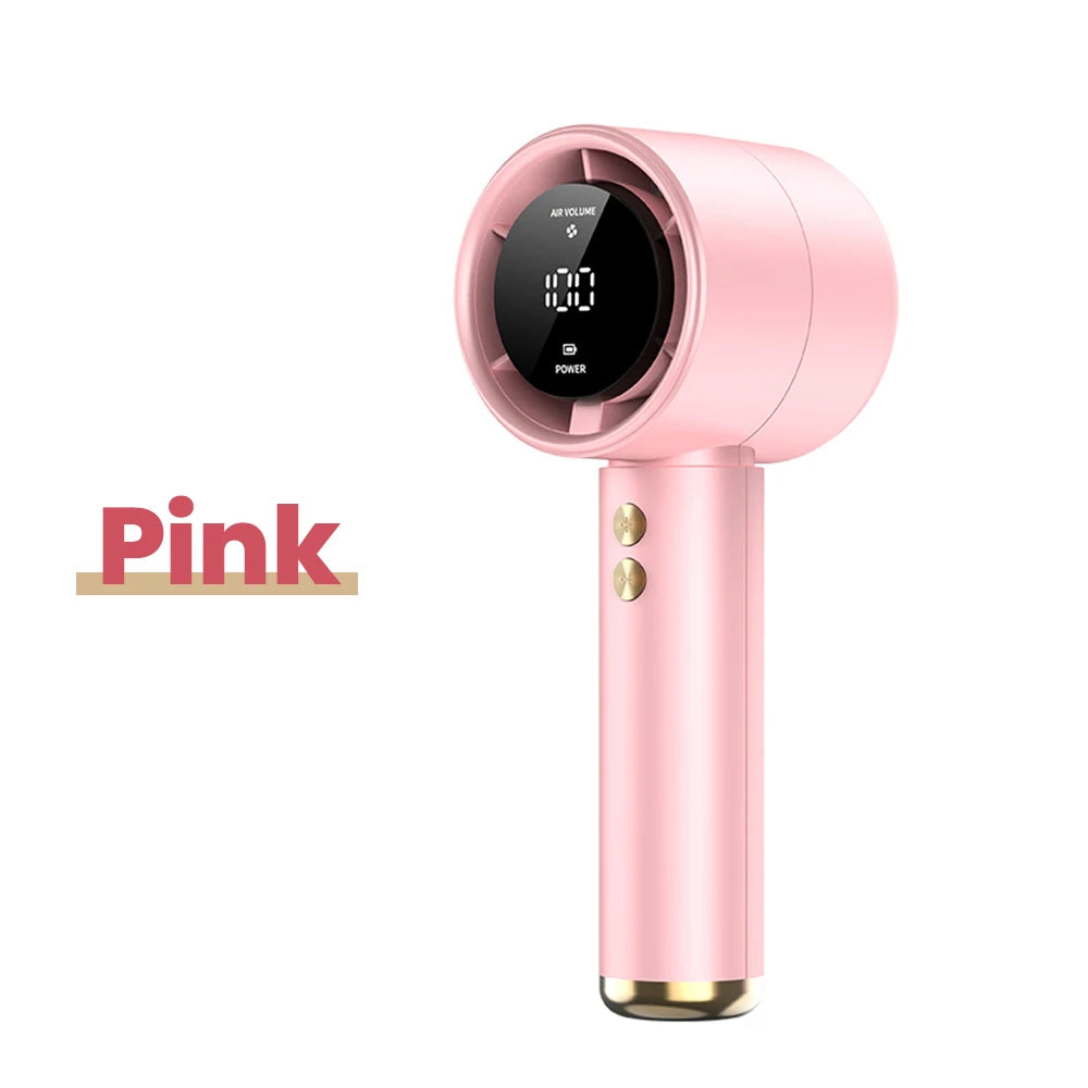New Mini Handheld Fan USB Fast Charging Portable Silent High-speed Led Display High Wind Power Fan For Travel Outdoor Activities