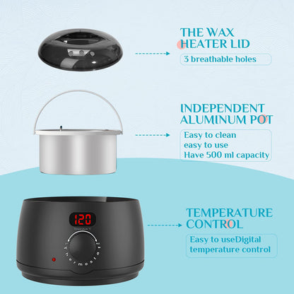 500ml Big Size Wax Heater Machine for Hair Removal Wax Beans Warmer with Digital Display Screen Depilatory Wax-melting Pot