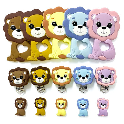1/3/10pcs Lion Baby Silicone Teether Beads Toy DIY Pacifier Chain Necklaces Pendant Bite Chew Rodent For Teething Kids Toys