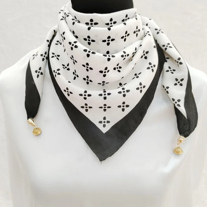 Luxury Magnetic Buckle Silk Scarf Women Soft Satin Neckerchief Female Autumn Winter Warmth Cold Resistance Fashion Square Scarve
