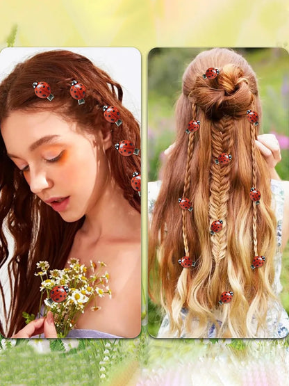 10-piece set of cross-border fashionable cute bee ladybug hair clips mini accessories hairpins for students bulk fun