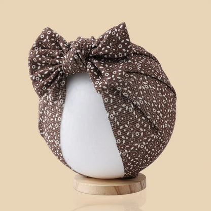 Ins Ribbed Baby Turban Hats Heart Dasiy Cherry Butterfly Bear Printed Infant Beanies Toddler Boys Girls Caps Kids Headwear