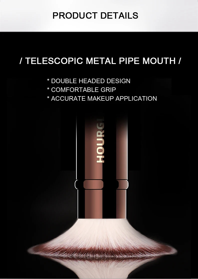 Hourglass Makeup Brush- No.15 Retractable Double-Ended Complexion Brush Soft Fiber Hair Fashion Design Single Face Brush
