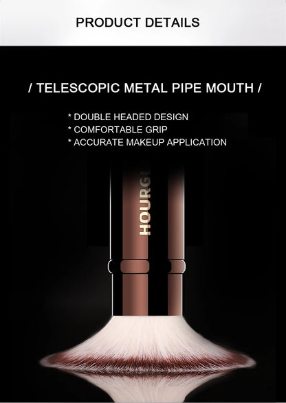 Hourglass Makeup Brush- No.15 Retractable Double-Ended Complexion Brush Soft Fiber Hair Fashion Design Single Face Brush