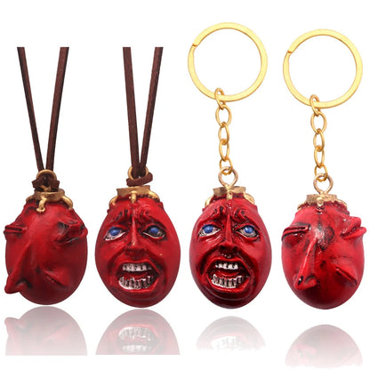 Fashing Popular anime Red Elliptical three-dimensional pendant Necklace Egg Of King Cosplay  Arc Resin Pendant Accessories Gift