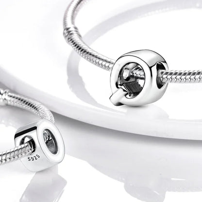 Silver 925 26 Letter A-Z Alphabet Charm Fine Beads Fit Original Charms Silver Bracelet DIY Fine Jewelry for Women Gifts Making
