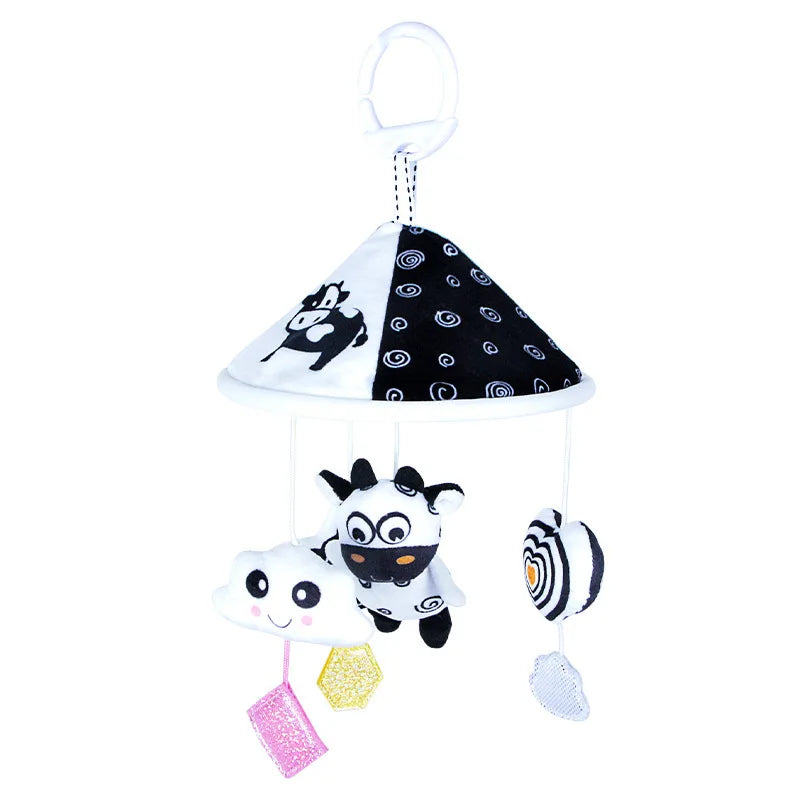 Black and White High Contrast Baby Toys Car Seat Toys for Newborn Hanging  Stroller Toy for 0 12 Months Infant Rattle Toys