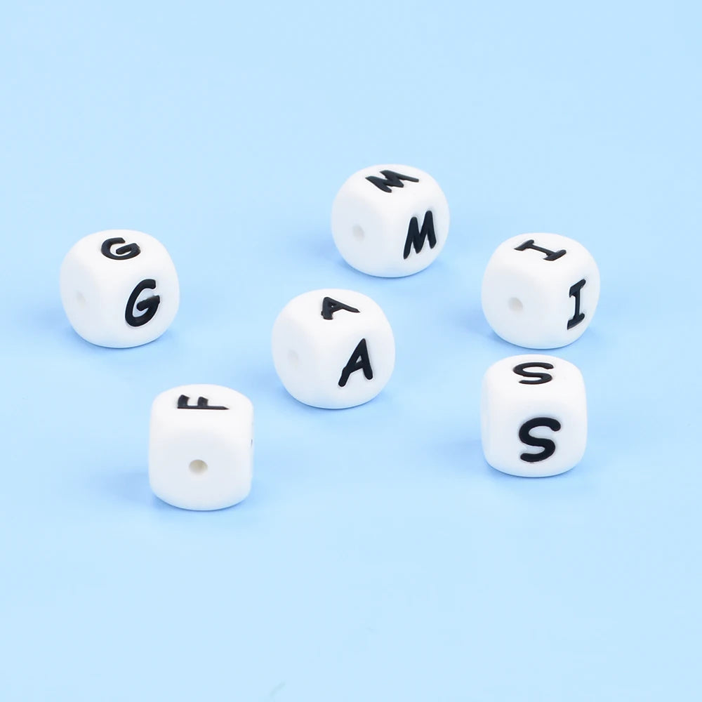 Lofca 100Pcs 12MM Silicone Letter Beads Silicone Beads Loose Beads Food Grade DIY Bracelet Necklace Pacifier Chain Accessories