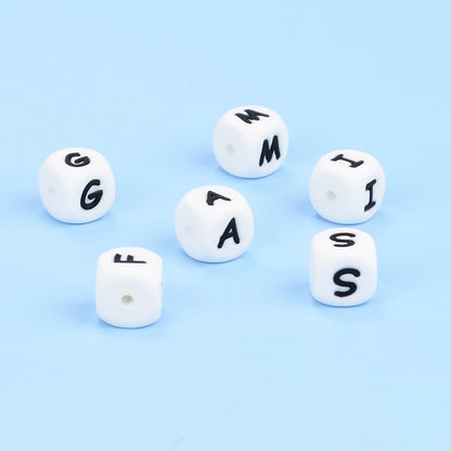 Lofca 100Pcs 12MM Silicone Letter Beads Silicone Beads Loose Beads Food Grade DIY Bracelet Necklace Pacifier Chain Accessories