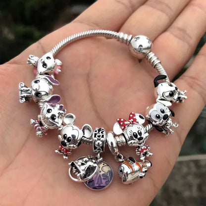 Hot Sell MINISO Disney 925 Sterling Silver Animals Mobilization Charms Beads Hot Original Bracelet DIY Jewelry Women Pendant