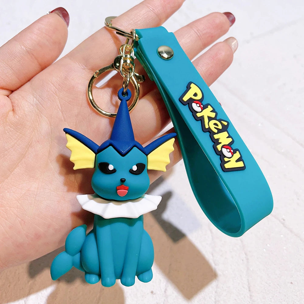 Pokémon Big Eevee Family Keychain Gift Set, Complete Evolution PVC Keychain with Pokéball Clip, Adorable Key Ring for Kid