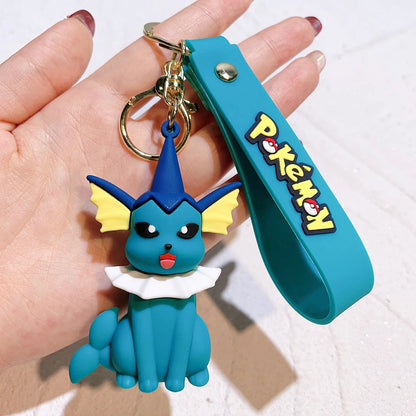 Pokémon Big Eevee Family Keychain Gift Set, Complete Evolution PVC Keychain with Pokéball Clip, Adorable Key Ring for Kid