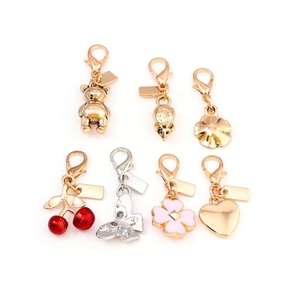 Luxury Highend Cherry Butterfly Four-leaf Clover Love Bear Mouse Keychain Ladies Y2K Bag Pendant Car Accessories Gift Decoration