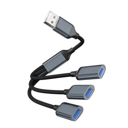 USB Splitter Cable Hub USB Male to 3 USB 2.0 Female Extension Cord, USB Port Hub Data Power Split Adapter 28cm/11.02in
