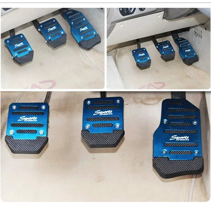 Aluminum Car Pedal Cover Set  Automatic Manual Transmission Gas Foot Covers in Red Silvery, Blue - Stylish Auto Interior