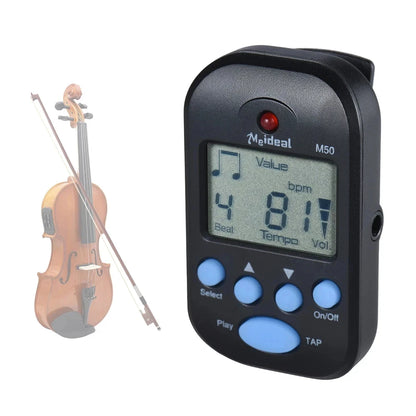 M50 Professional LCD Digital Metronome for Guitar Violin Bass - Rhythm Metronome for Stringed Instrument Players