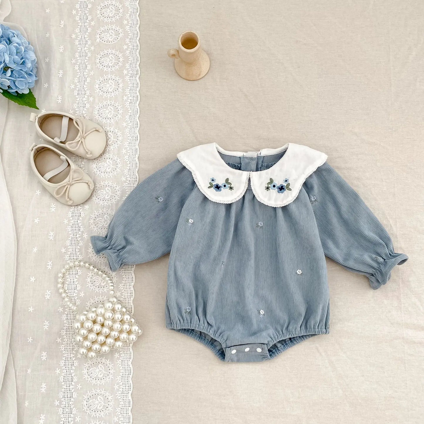 2025 New Toddler Baby Girls Romper Spring Children Clothes Ruffled Long Sleeved Cotton Baby Clothing Flower Baby Girls Jumpsuit