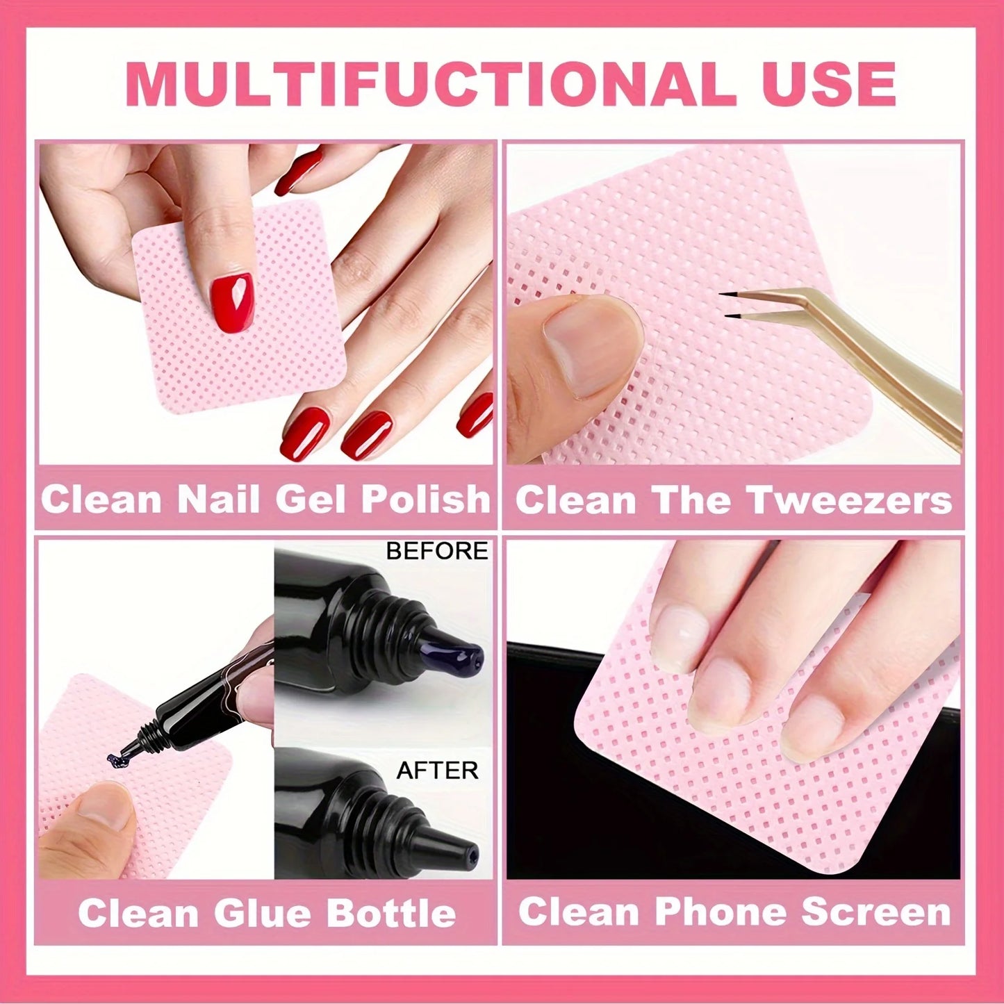 20-600pcs Lint-Free Nail Wipes Gel Cleansing Tissues Aluminum-Free Nail Polish Remover Pads for Nail Beauty Cleaning Care Tool