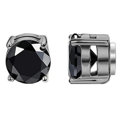 1-12 Pair Stainless Steel Magnetic Non Piercing Inlaid Cubic Zirconia Stud Earrings Clip on Hoop Earrings Set for Men Women