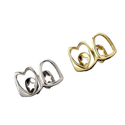 Golden Grillz Tooth Jewelry Set for Men and Women, Copper Inlaid Zircon Hollow Heart, Daily Wearable Valentine Gift, Hip Hop