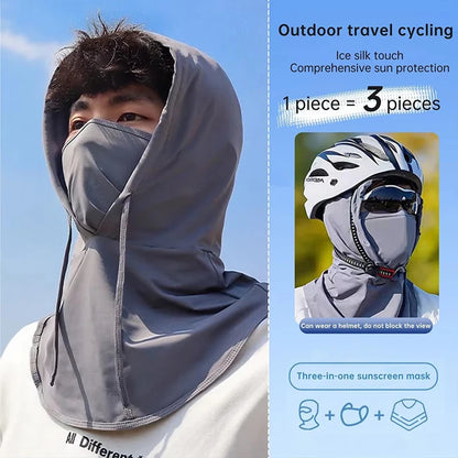 Summer Ice Silk Full Face Sun Protection Hat Face Mask Outdoor Hiking and Camping UV Protection Hat Neck Unisex Protection Hat