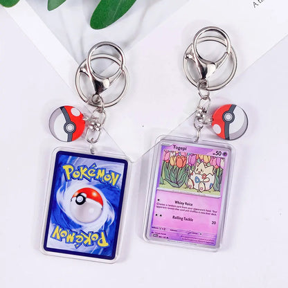 Pokémon Card Cute Acrylic Car Keychain Accessories Pikachu Charizard Gengar EeveeBag Charm Backpack Pendant Gifts For Friends