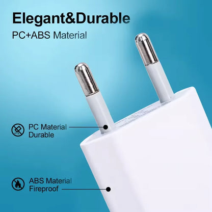 5V/1A USB Wall Charger 1/2/3/4/5PCS EU Plug SmartPhone Charger Adapters For Universal Phone iPhone 16 Samsung Xiaomi 15 Huawei