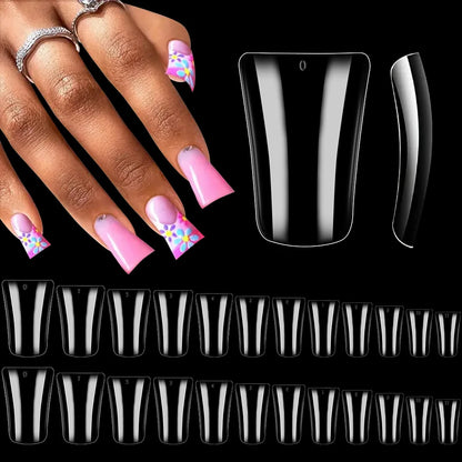 120Pcs Clear Duckbill Fake Nail Tips Full Cover False Fingertips 12Sizes Press On Nails Extension forManicure Salon Supplies Y2K