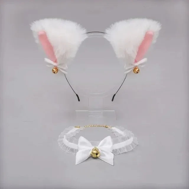 1 Set Cute Cat Ear Hair Wear Claw Gloves Girls Anime Cosplay Costume Plush Bell Cat Fur Ear Hairband Night Party Club Headbands