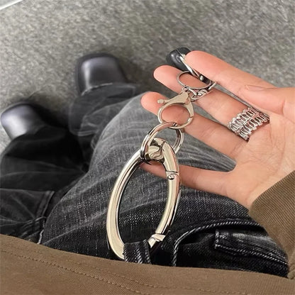 New Star Essential Icon Carabiner Keychain Blackout Women Men High Quality Oval Solid Belt Buckle Unisex Couple Sliver Key Ring