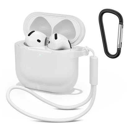 Soft Silicone Cases For Apple Airpods 4 Wireless Bluetooth Headset Cover For Air Pods 4 Protective Case With Lanyard Carabiner