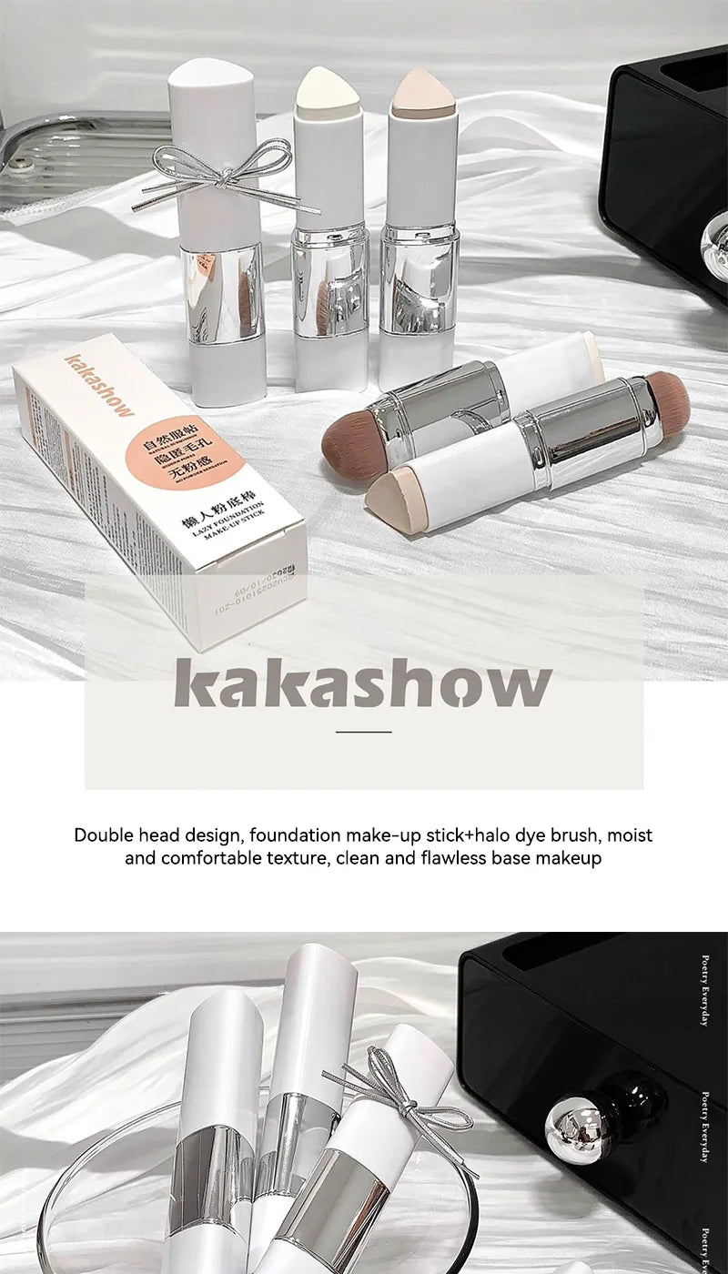Lazy foundation stick, moisturizing and natural concealer makeup,matte makeup base,rare beauty,Keep makeup and sweat