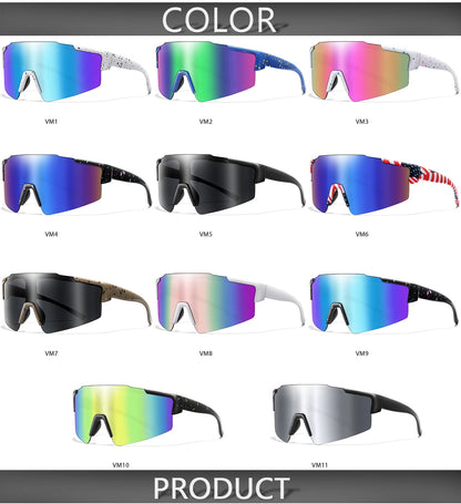 LOISRUBY Band New Style Cycling Sunglasses Sports Bike Glasses Men Women Mtb Bicycle Eyewear Large Windproof Eyewear UV400