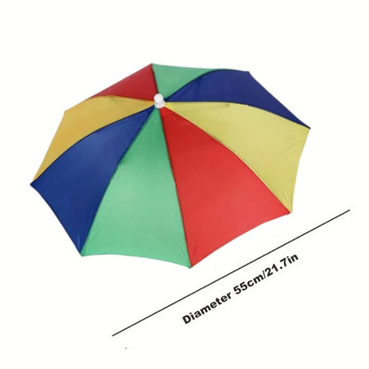 Foldable Headwear Umbrella Portable Waterproof Fishing Hat 55CM Hands-Free Rain Hat For Hiking Camping Camouflage Umbrella Adult