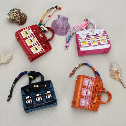 Mini BackpackHanging Creative House Headphone Bag For Airpods 4 3 Pro2 Galaxy Buds Headphone Case Holds Small items With Lanyard