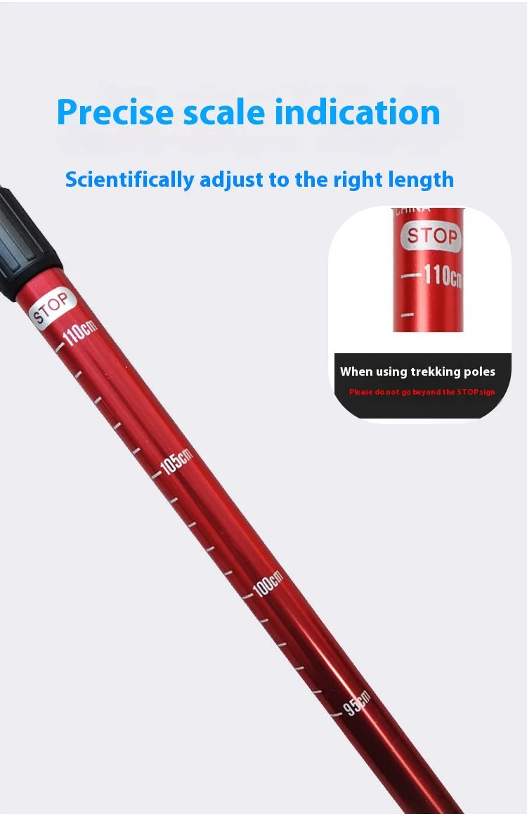 Outdoor Hiking Stick Telescopic Cane Non-slip Cane Straight Handle Four-section Portable Aluminum Alloy Men Women's Hiking Canes