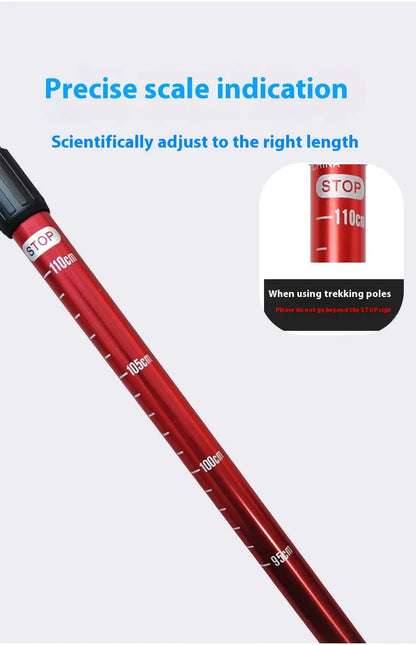 Outdoor Hiking Stick Telescopic Cane Non-slip Cane Straight Handle Four-section Portable Aluminum Alloy Men Women's Hiking Canes