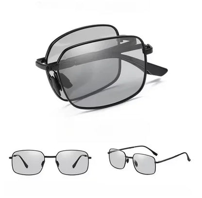 Fashion Foldable Polarized Sunglasses Vintage Men Women High-quality Photochromic Portable Folding Metal Frame Glasses UV400
