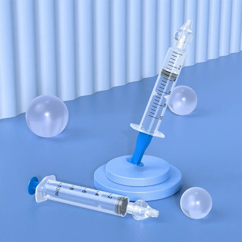 10ML Baby Nasal Syringe Set with 5 Silicone Heads Baby Nasal Aspirator Qucik Syringe Nose Cleaner Rinsing Tools for Infant Kids