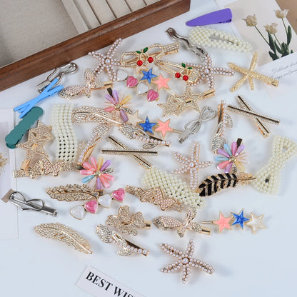 12//20/30/40 pieces of stylish and elegant pearl bow hair clips with French chic side clips for hair, suitable for daily use as