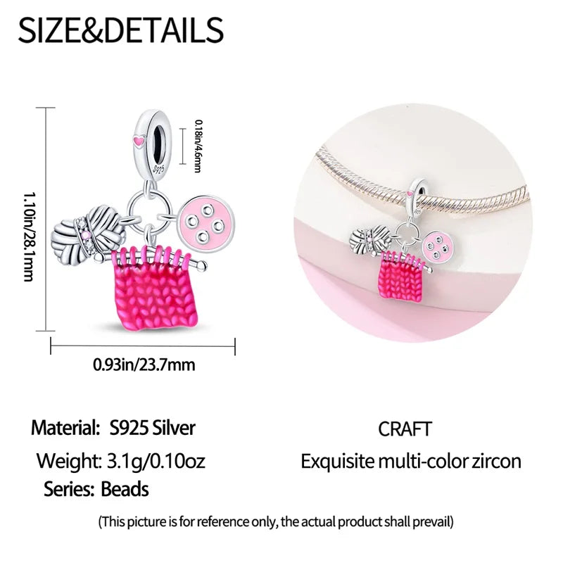925 Sterling Silver Tailor Sewing Machine Telephone Alarm Clock Charms Pendants Fit 925 Original Bracelets DIY Jewelry