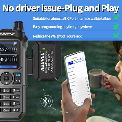 ABBREE Bluetooth Wireless Programmer for Walkie Talkie Plug & Play No Driver Issue Phone for UV5R BF888S Quansheng UVK5