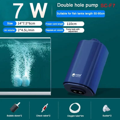 Silent Aquarium Oxygen Air Pump with Check Valve Fish Tank compactor Oxygenator Aquarium Air Compressor Aerator 220v 3w-14w