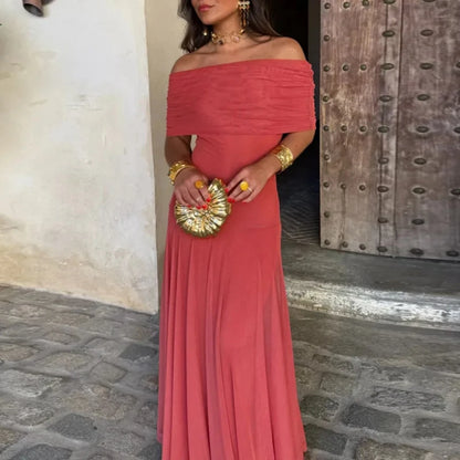 Sexy Sleeveless Commuter Dress Fashion Hight Waist Strapless Slim Long Dress Women Elegant Mesh Splicing Solid Color Party Dress