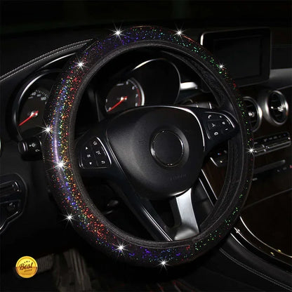 Car Universal 37/38cm Steering Wheel Cover Elastic Handle Cover Colorful Bronzing Diamond BlingBling Steering Wheel Accessories