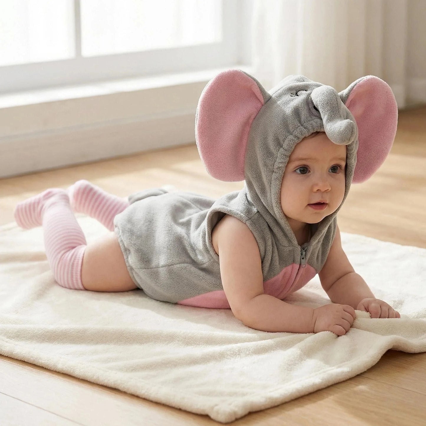 New Designer Cartoon Clothing Zip-up Hooded Romper + Stockings Baby Boy Clothes Baby Girl Casual Sets